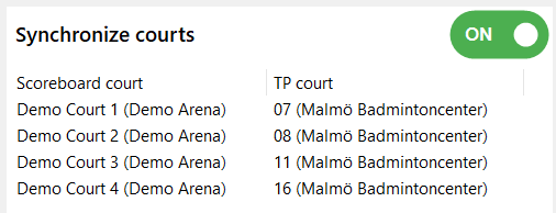 Image of the court setup list box